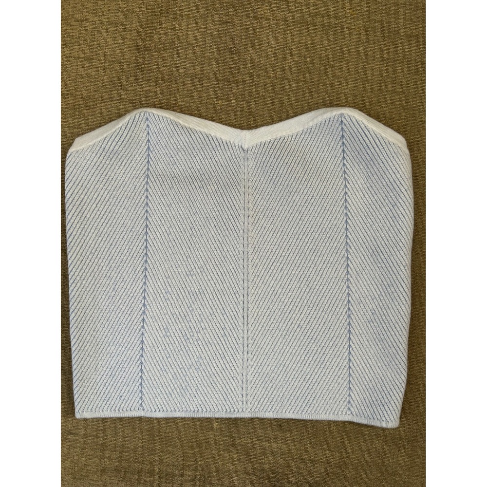 Aerie Ribbed Knit Cropped Corset‎ Tank Top Light Blue Women's XL